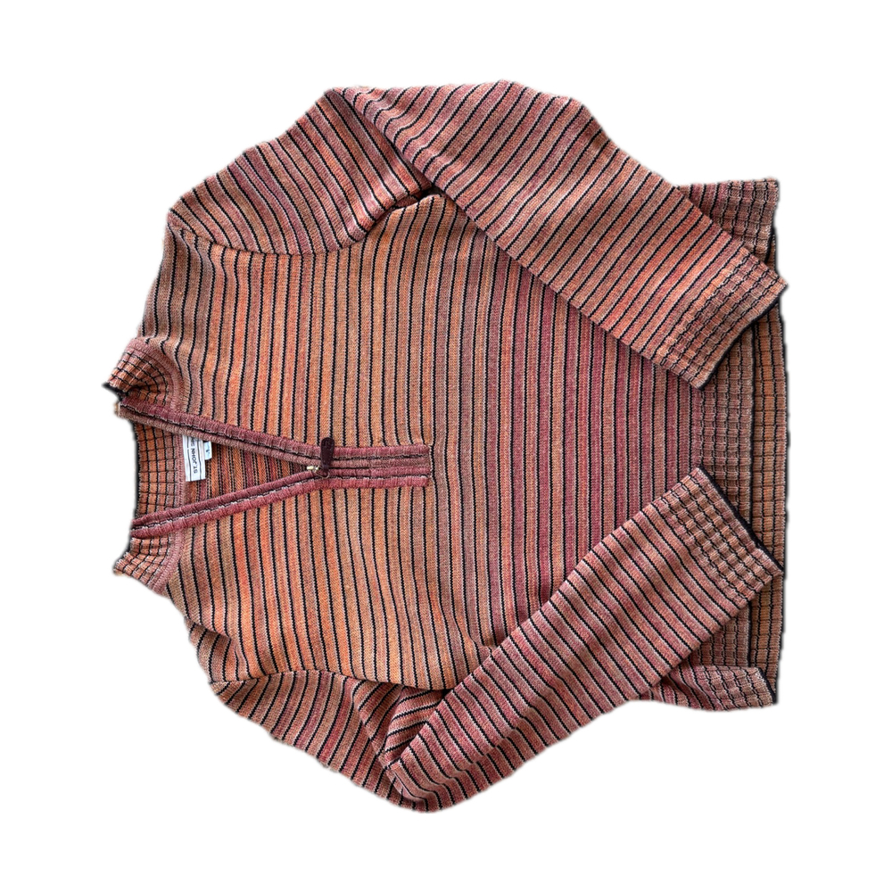 Striped Long Sleeve Zip Neck Sweater